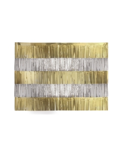 Kit Foto Deco Pared Guirnalda Flecos Oro Y Plata 122cm