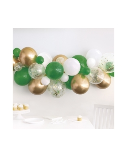 Kit Arco Globos Con Confeti Estrellas Oro Metal