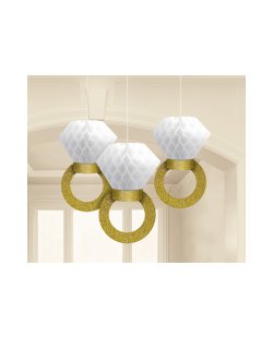 Adornos de papel de panal de abeja para colgar con forma de anillo de compromiso-30cm ***OFERTA DTO NO ACUMULABLE