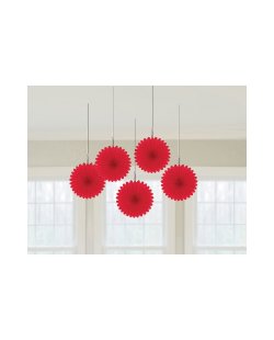 Rosetones de papel decorativos en rojo-15cm ***OFERTA DTO NO ACUMULABLE