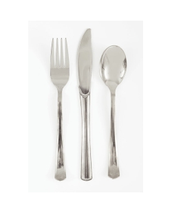 Cubiertos Plastico Plata Metal ***OFERTA DTO NO ACUMULABLE