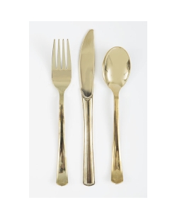 Cubiertos Plastico Oro Metal ***OFERTA DTO NO ACUMULABLE