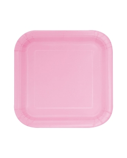 Platos 17,5cm Cuadrado Rosa Pastel Carton ***OFERTA DTO NO ACUMULABLE