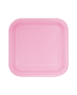 Platos 22,5cm Cuadrado Rosa Pastel Carton ***OFERTA DTO NO ACUMULABLE