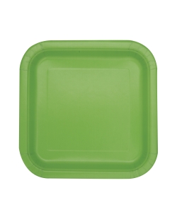 Platos 17,5cm Cuadrado Verde Lima Carton ***OFERTA DTO NO ACUMULABLE