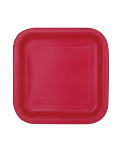 Platos 17,5cm Cuadrado Rojo Carton ***OFERTA DTO NO ACUMULABLE