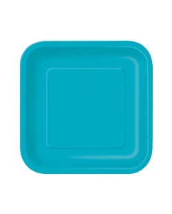 Platos 17,5cm Cuadrado Turquesa Carton ***OFERTA DTO NO ACUMULABLE