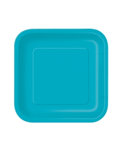 Platos 22,5cm Cuadrado Turquesa Carton ***OFERTA DTO NO ACUMULABLE
