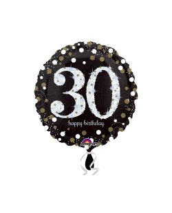 Globos de Cumpleaños 30 Dorado Centelleante - Aluminio 18''