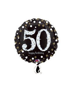 Globos de Cumpleaños 50 Dorado Centelleante - Aluminio 18''