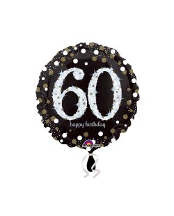 Globos de Cumpleaños 60 Dorado Centelleante - Aluminio 18''