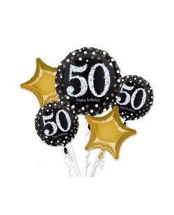 Bouquet de Globos de Cumpleaños 50 Celebración Sparkling - Metalizado 71cm