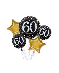 Bouquet de Globos de Cumpleaños 60 Celebración Sparkling - Metalizado 71cm
