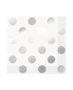 Servilletas 25X25cm Puntos Foil Plata Estamp.Metal