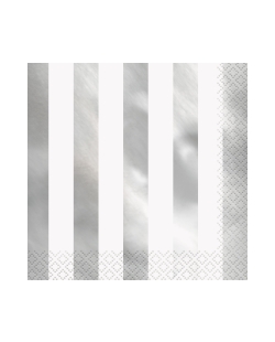 Servilletas 33X33cm Rayas Foil Plata Estamp.Metal