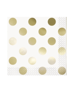 Servilletas 25X25cm Puntos Foil Oro Estamp.Metal