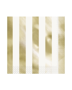 Servilletas 33X33cm Rayas Foil Oro Estamp.Metal