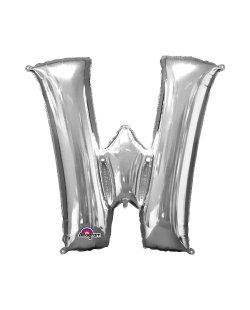 Globos Plateados Letra W - metalizado 86cm (DTO. NO ACUMULABLE)