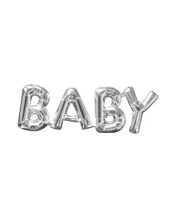 Globos Frase Baby Plateado Metalizado aluminio 22cm