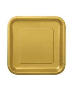 Platos 22,5cm Cuadrado Oro Carton ***OFERTA DTO NO ACUMULABLE