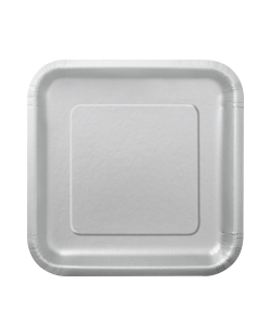 Platos 22,5cm Cuadrado Plata Carton ***OFERTA DTO NO ACUMULABLE