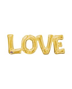 Globo dorado Frase Amor metalizado Love - 63cm