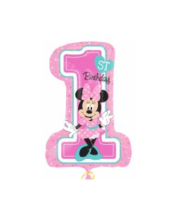 Globo Superforma Número 1 Rosa Minni Mouse Metalizado - Metalizado 71cm