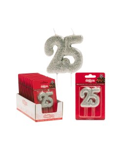 VELA 25 ANIVERSARIO PURPURINA PLATA ***OFERTA DTO NO ACUMULABLE