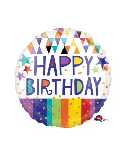 18/45cmhappy Birthday Triangles, Stripes & Stars