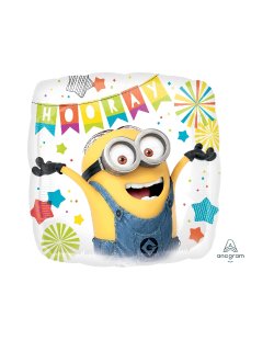 Globo Cuadrado de Cumpleaños Minions - Metalizado 45cm