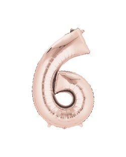 Mini Auto-Inflable Numero 6 Rosa Dorado ***OFERTA DTO NO ACUMULABLE