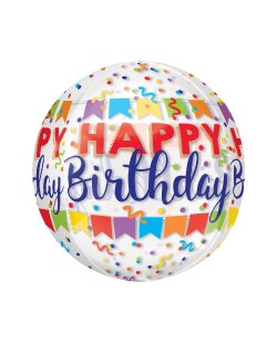 Happy Birthday Banner Bash Orbz 15''/38cm x 16''/40cm 