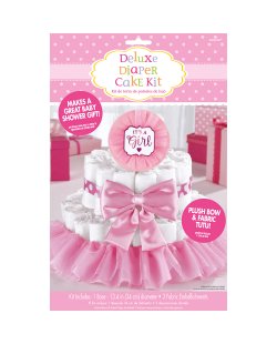 Kit Decoracion Para Tarta Pañales Niña 4Pc 34cm  
