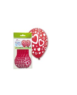 5 GLOBOS LATEX ROJOS CORAZONES 30cm