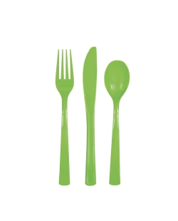 Cubiertos Plastico Verde Lima ***OFERTA DTO NO ACUMULABLE