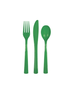 Cubiertos Plastico Verde Esmeralda ***OFERTA DTO NO ACUMULABLE