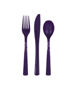 Cubiertos Plastico Morado Oscuro ***OFERTA DTO NO ACUMULABLE