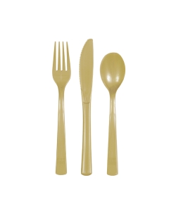 Cubiertos Plastico Oro ***OFERTA DTO NO ACUMULABLE