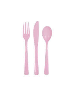 Cubiertos Plastico Rosa Pastel ***OFERTA DTO NO ACUMULABLE