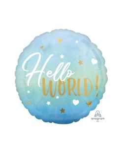 18/45cm Hello World Bebe Azul