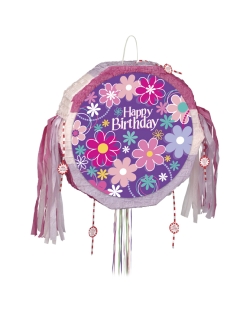 Piñata Plana Tirar Desplegable Margaritas H. Bday 47X47cm