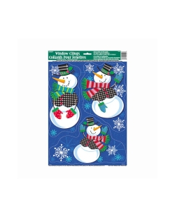 Pegatinas Ventana Muñeco Nieve Alegre