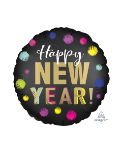 18/43cm Happy New Year Puntos Satin