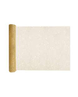 Camino Mesa Tul Bril. Oro 30cm X 5m Poliester ***OFERTA DTO NO ACUMULABLE