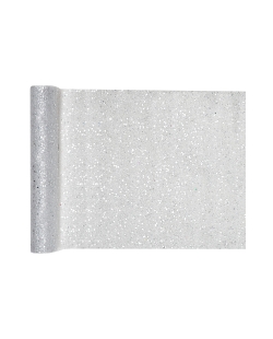 Camino Mesa Tul Bril. Plata 30cm X 5m Poliester ***OFERTA DTO NO ACUMULABLE