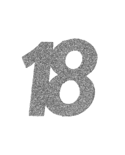 Deco. Mesa Plata Brillante Numero 18 6X6cm Carton ***OFERTA DTO NO ACUMULABLE