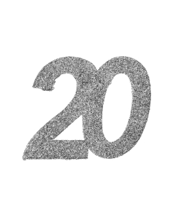 Deco. Mesa Plata Brillante Numero 20 6X6cm Carton ***OFERTA DTO NO ACUMULABLE