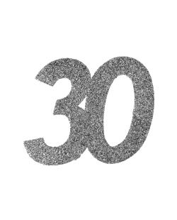 Deco. Mesa Plata Brillante Numero 30 6X6cm Carton ***OFERTA DTO NO ACUMULABLE