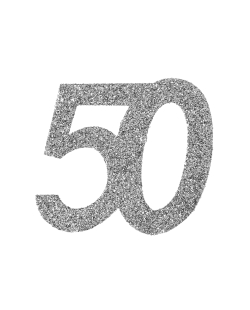 Deco. Mesa Plata Brillante Numero 50 6X6cm Carton ***OFERTA DTO NO ACUMULABLE