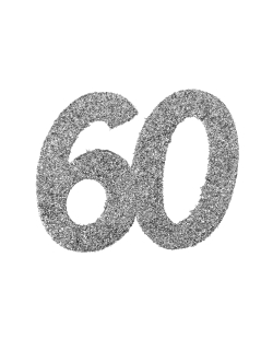 Deco. Mesa Plata Brillante Numero 60 6X6cm Carton ***OFERTA DTO NO ACUMULABLE